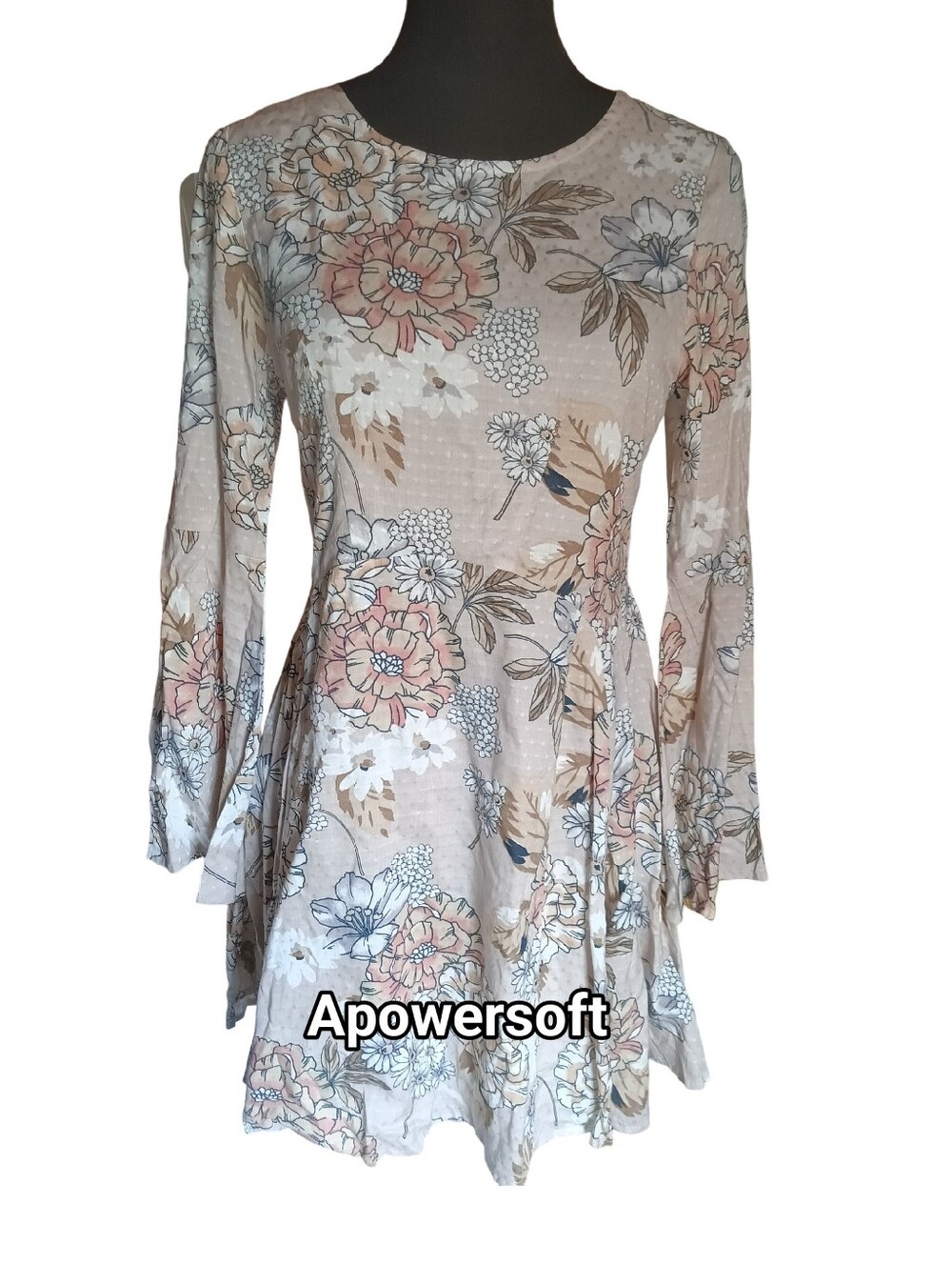 Altar'd State Blush Floral Fit & Flare Mini Dress Size Small